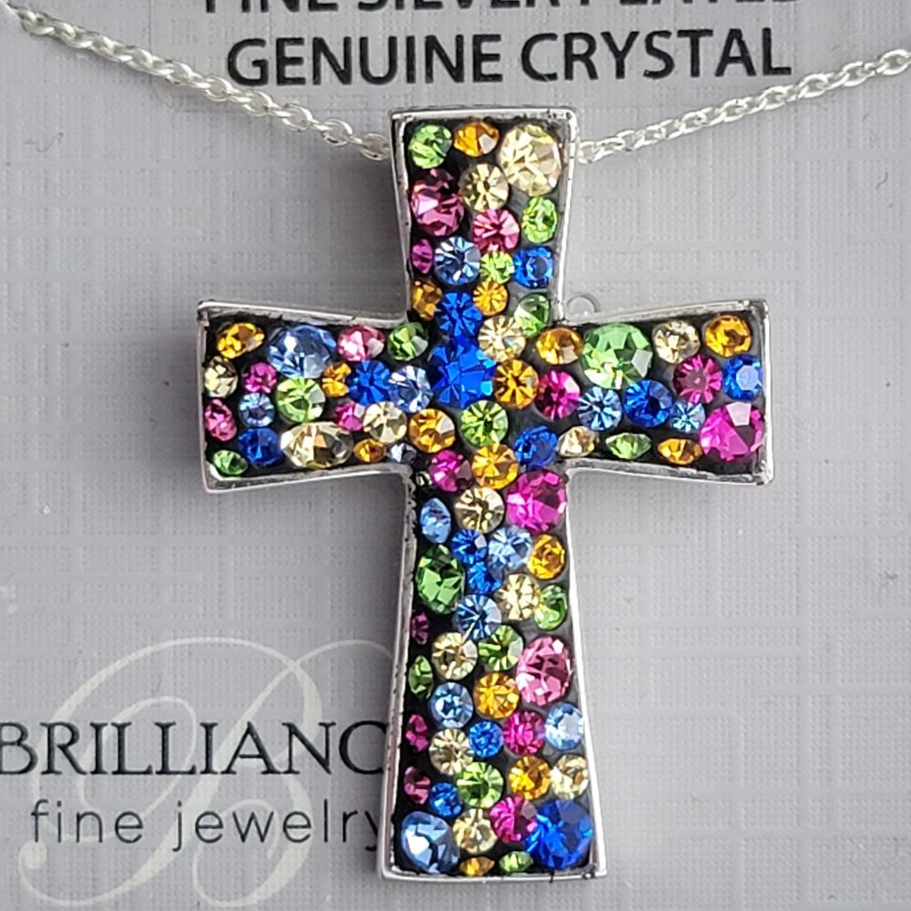 Brilliance Multi Crystal Cross Pendant - New